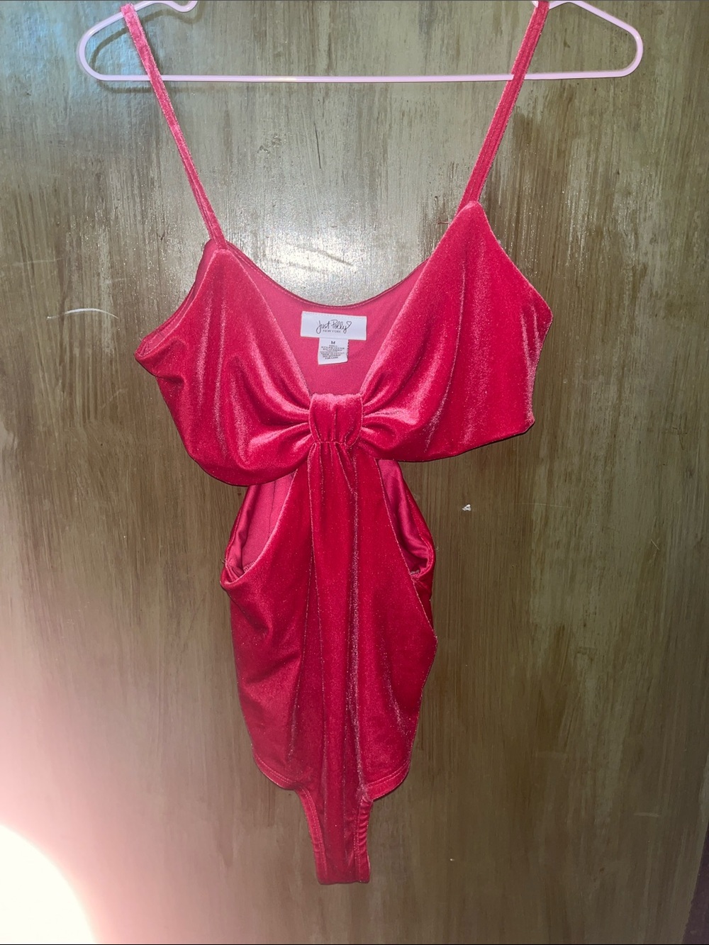 Red Velvet Tie-Front Bodysuit